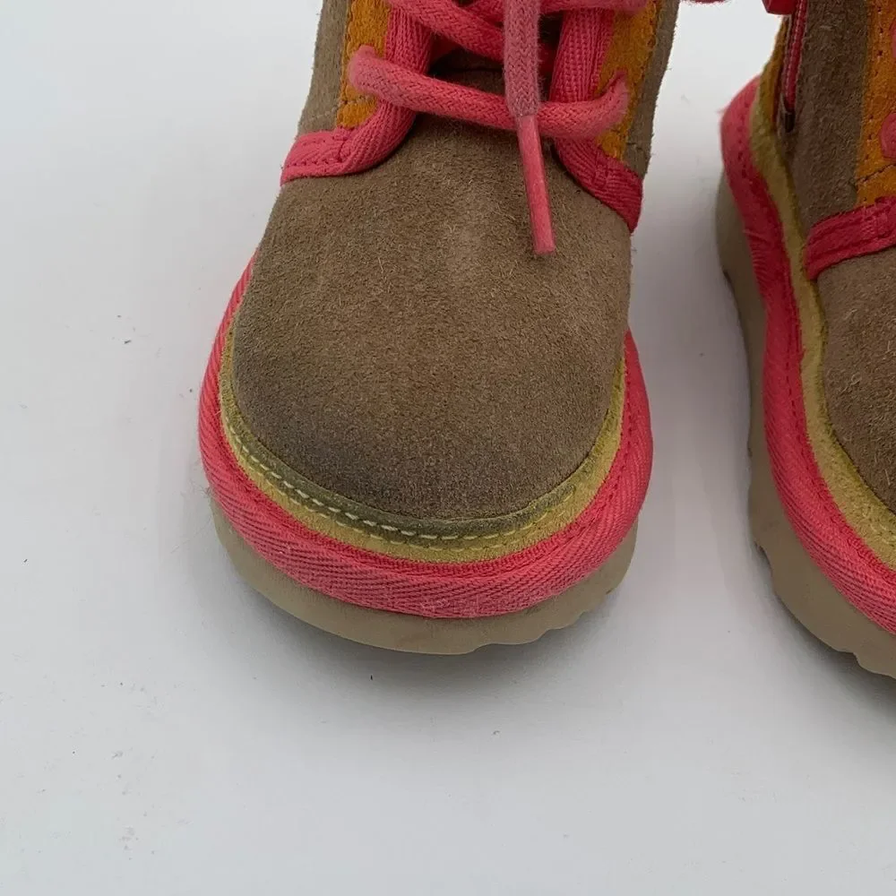 UGG Kids Jorie Tan & Pink Suede Boots – Size 6